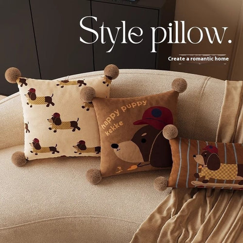 Funny Puppy Skateboarding Throw Pillow for Sofa or Bed