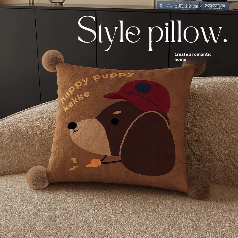 Funny Puppy Skateboarding Throw Pillow for Sofa or Bed