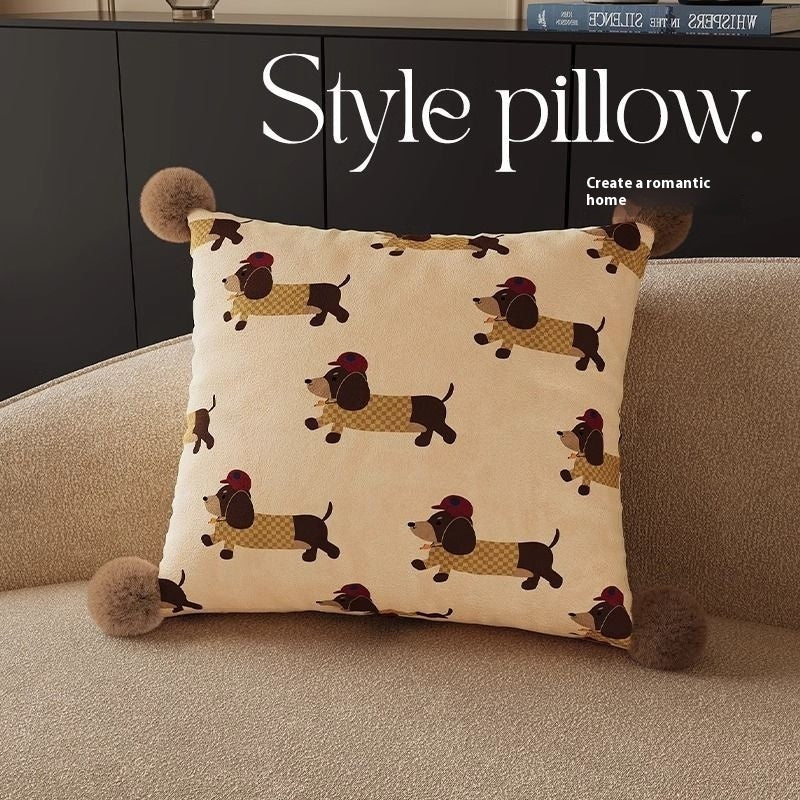 Funny Puppy Skateboarding Throw Pillow for Sofa or Bed