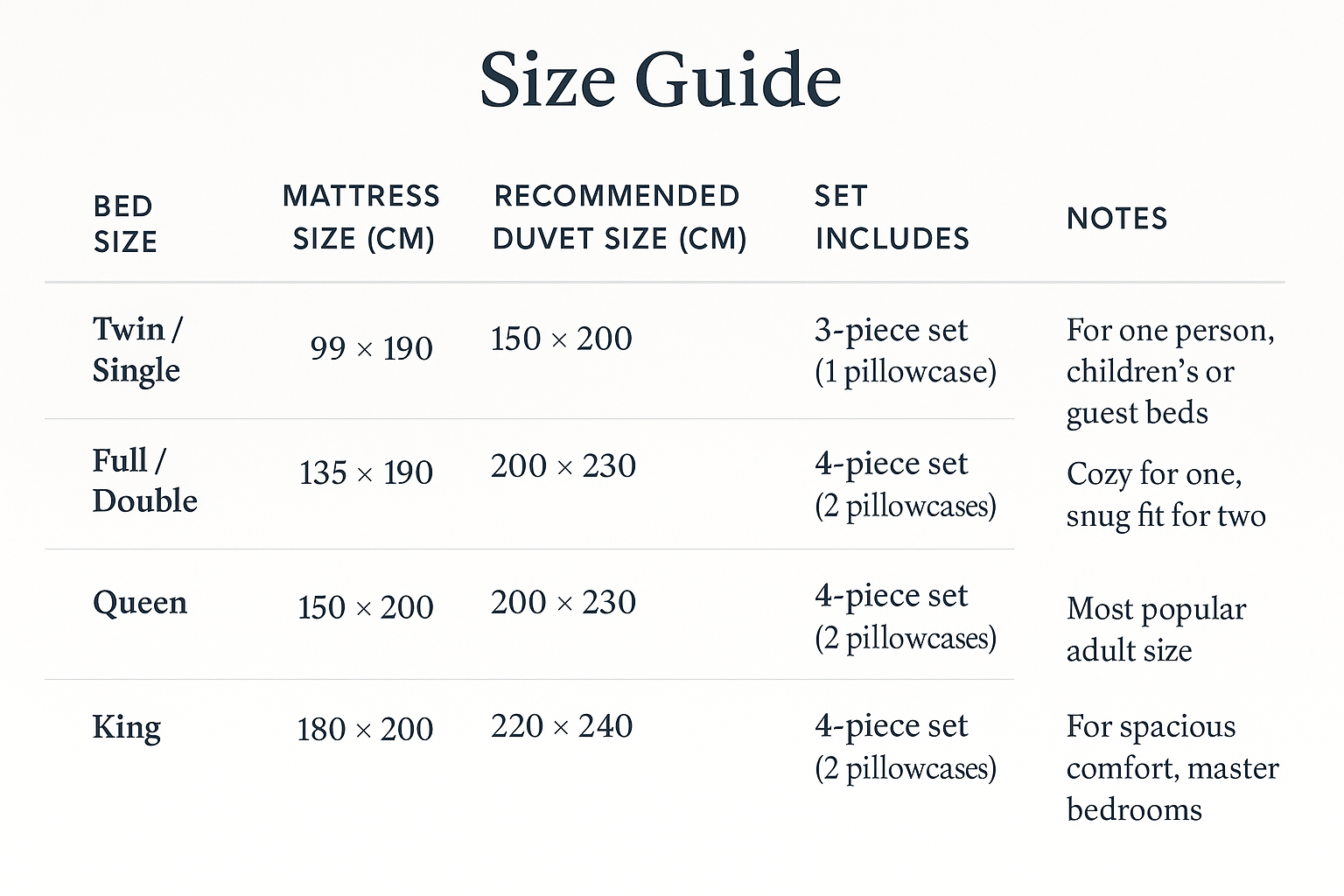 Size Guide